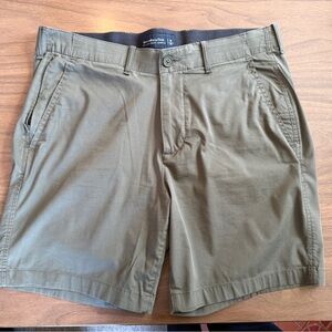 Abercrombie and Fitch Khaki Green Flat Front Shorts